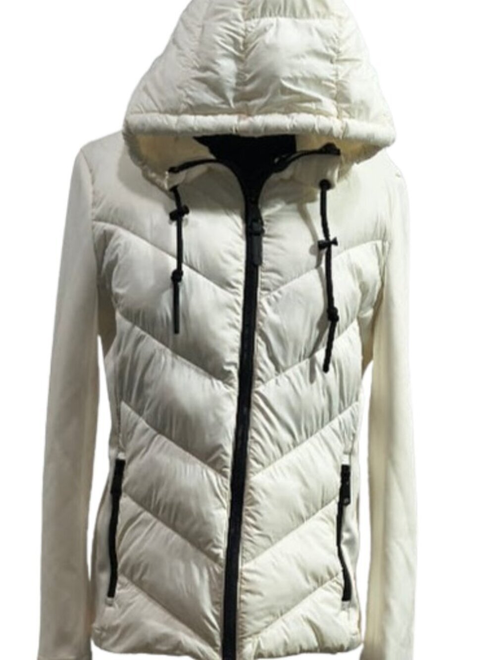 DKNY Women’s Scuba Mix Media Jacket Puffer Woman's Size Medium M White